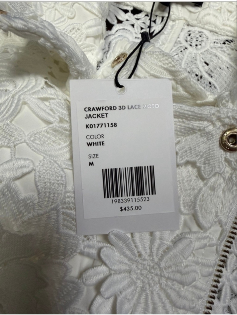 Generation Love White Crawford 3D Lace Moto Jacket Sz M NWT - Picture 6 of 6